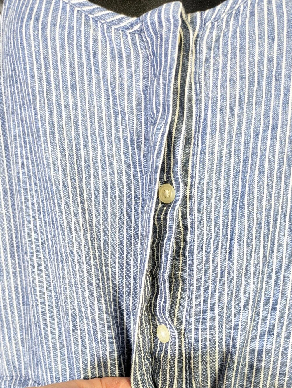 Gap Women's‎ Pinstripe Jumper Linen Cotton Blend Lt Blue White Beach Casual Sz S